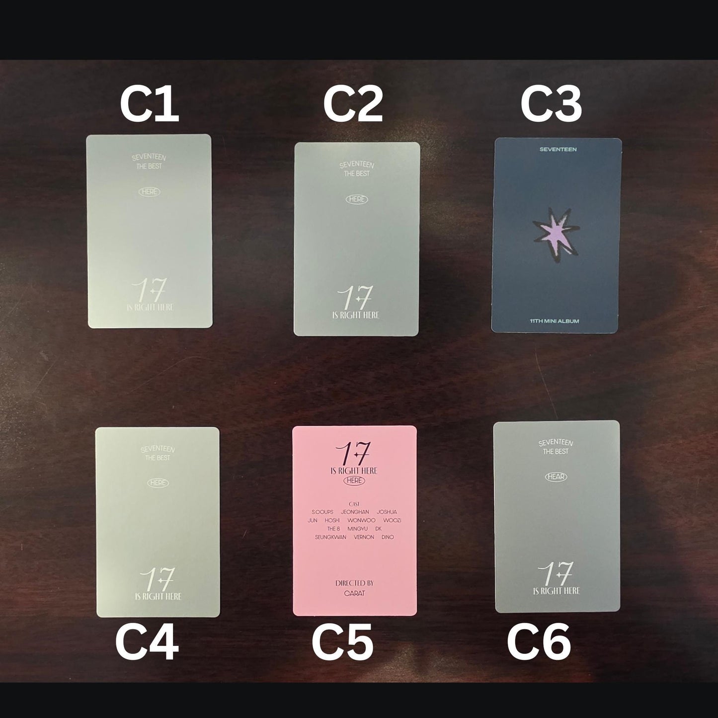 Assorted Seventeen Official Photocards (Happy Burstday, 17 Is Right Here, FML, Membership, etc.)