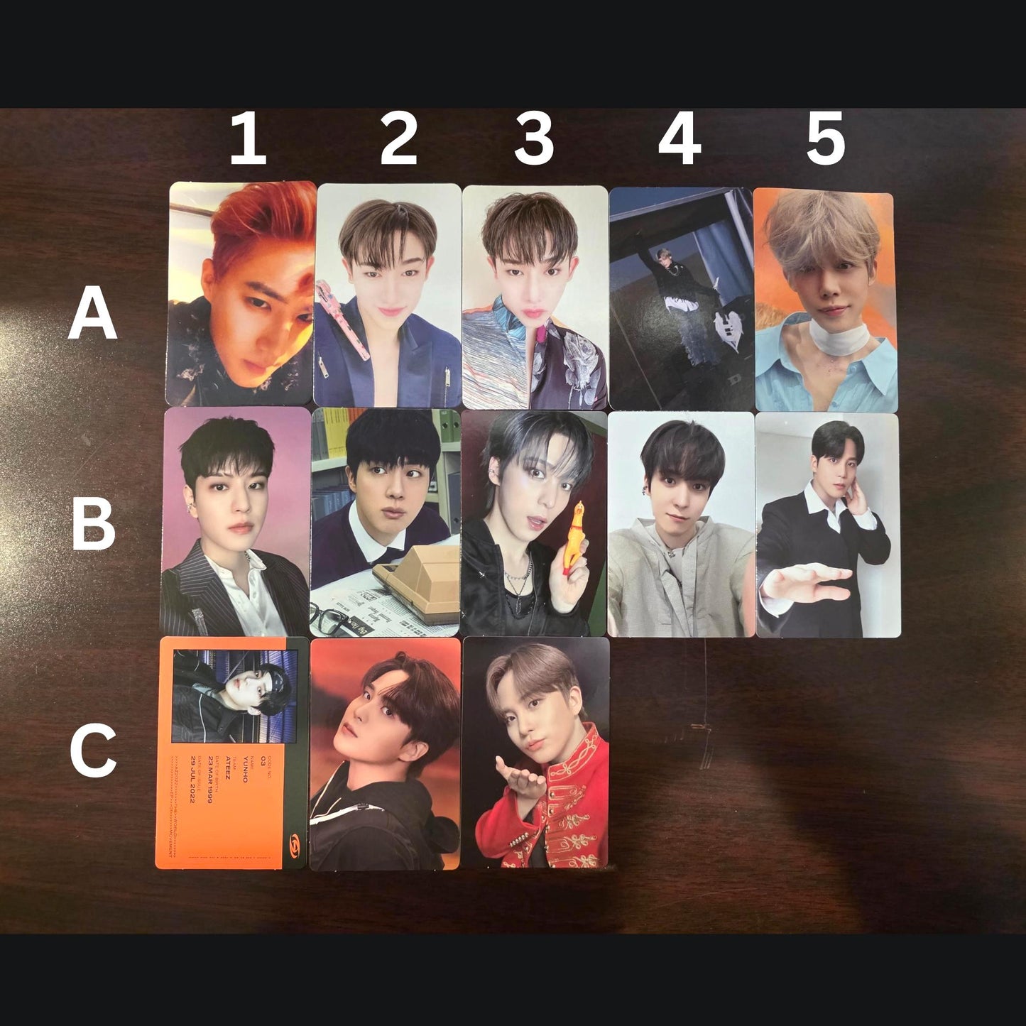 Assorted Official Kpop Photocards (Ateez, BTS, Wonho, Stray Kids, TXT, etc.)