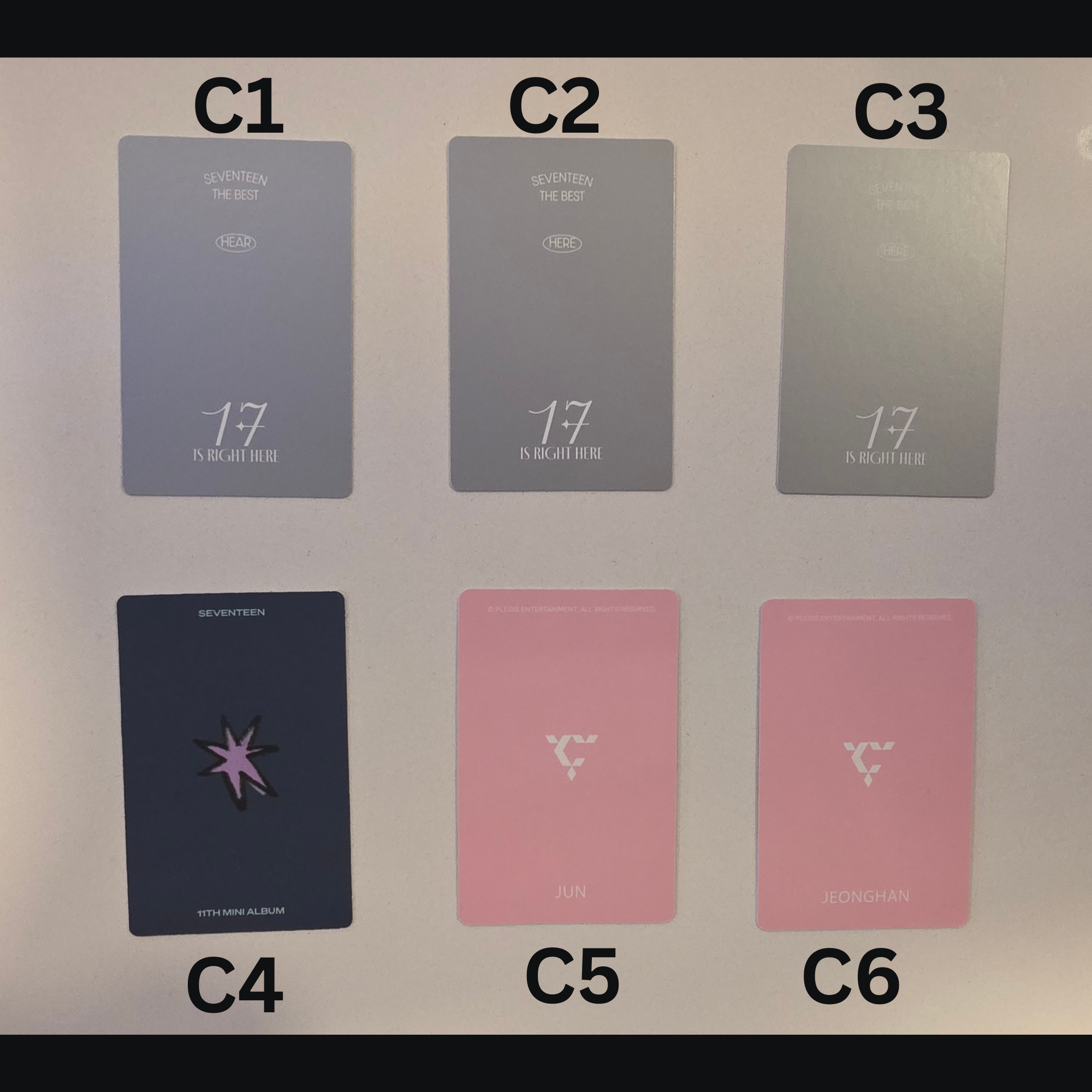 Assorted Seventeen Official Photocards (Happy Burstday, 17 Is Right Here, FML, Membership, etc.)