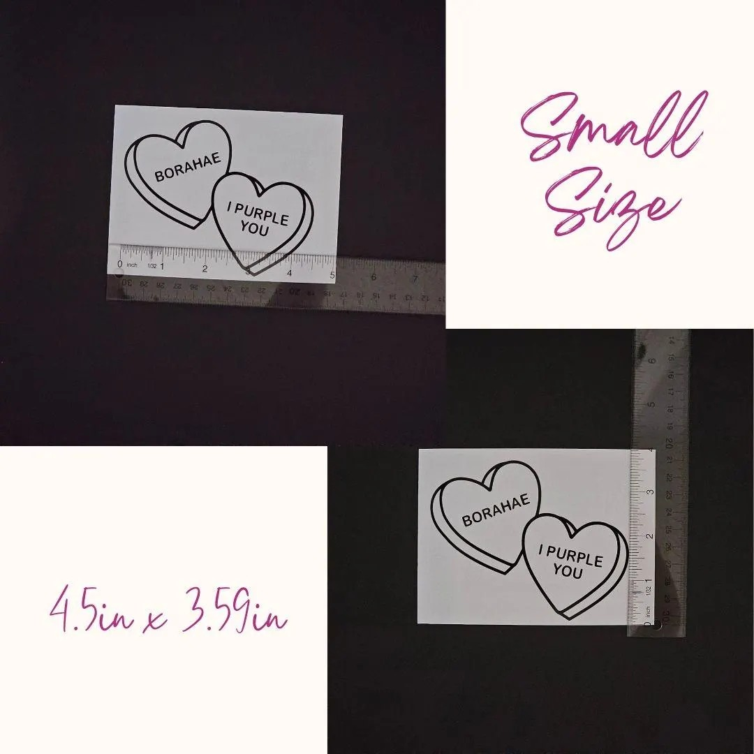 BTS Borahae Candy Hearts Vinyl Decal (19 Colors to Choose From!)