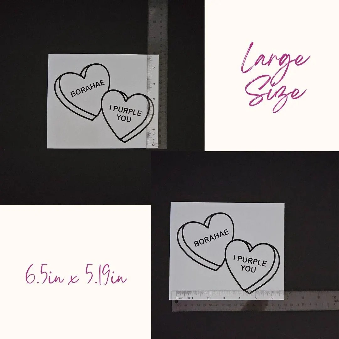 BTS Borahae Candy Hearts Vinyl Decal (19 Colors to Choose From!)