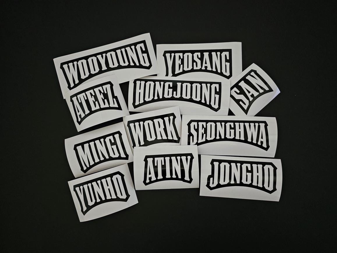 ATEEZ "Work" Style Name Vinyl Decals