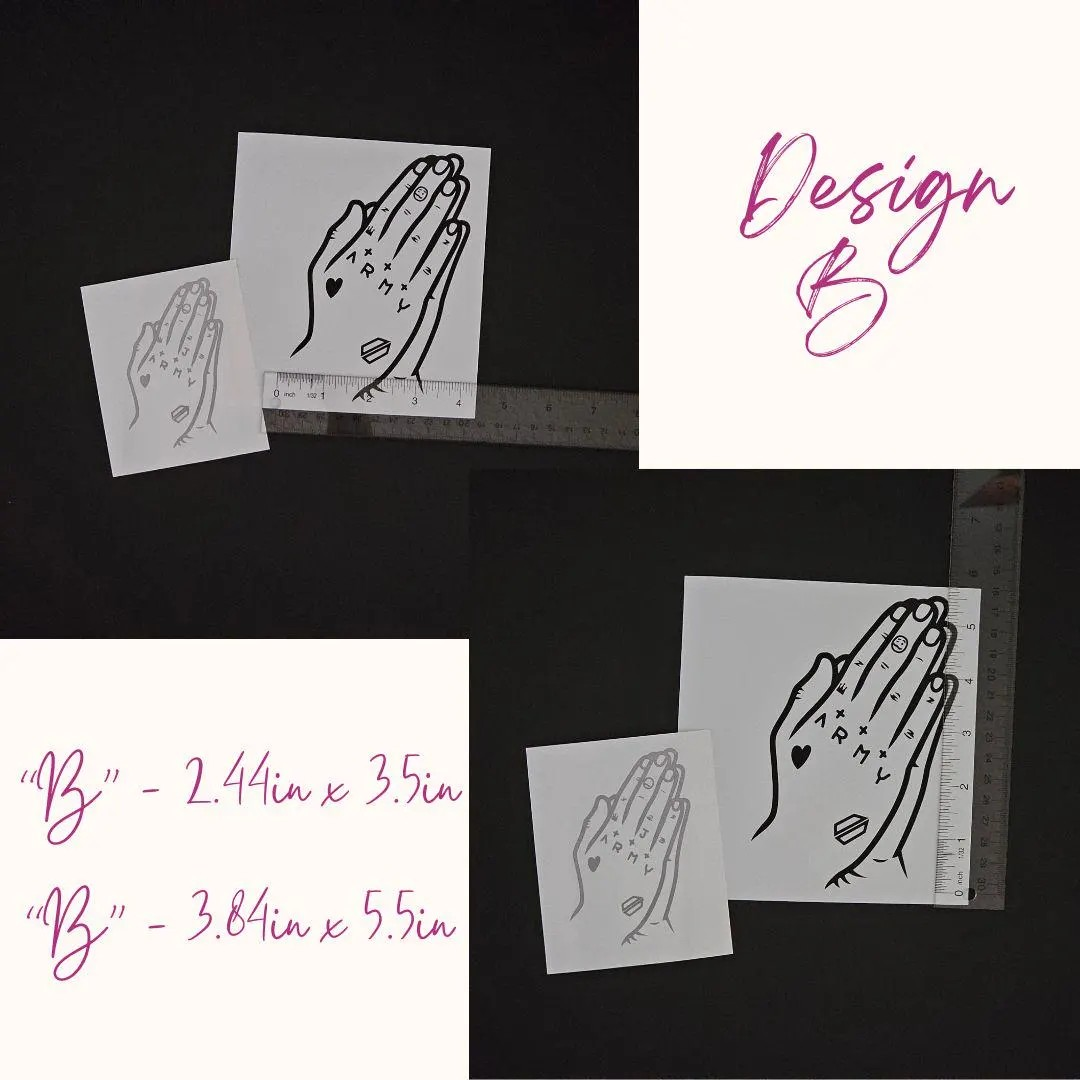 Jungkook Hand Tattoos Vinyl Decals (16 Colors to Choose From!)