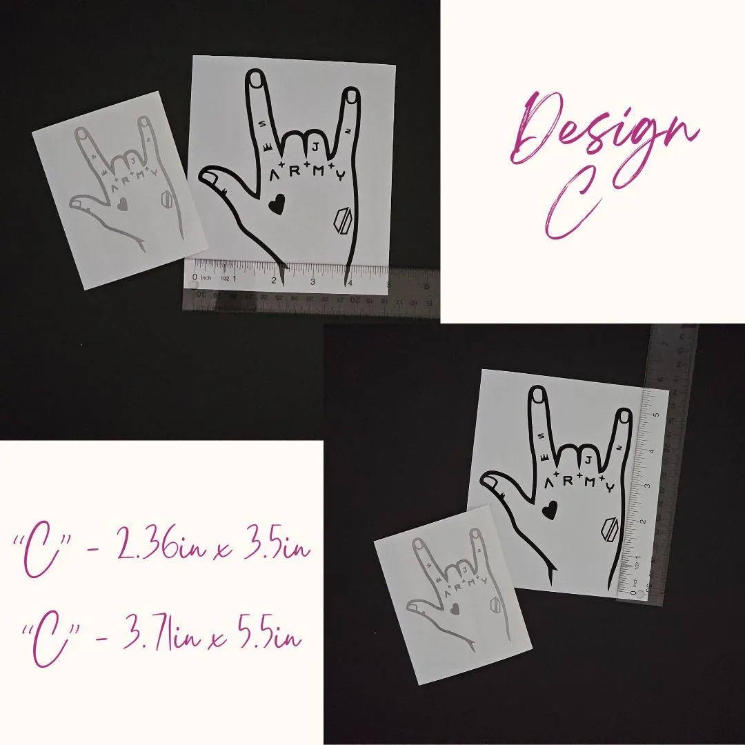 Jungkook Hand Tattoos Vinyl Decals (16 Colors to Choose From!)